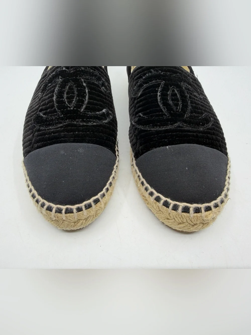 Chanel Velvet Grosgrain CC Espadrilles